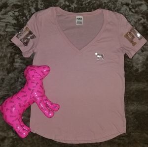 PINK sequin Vneck